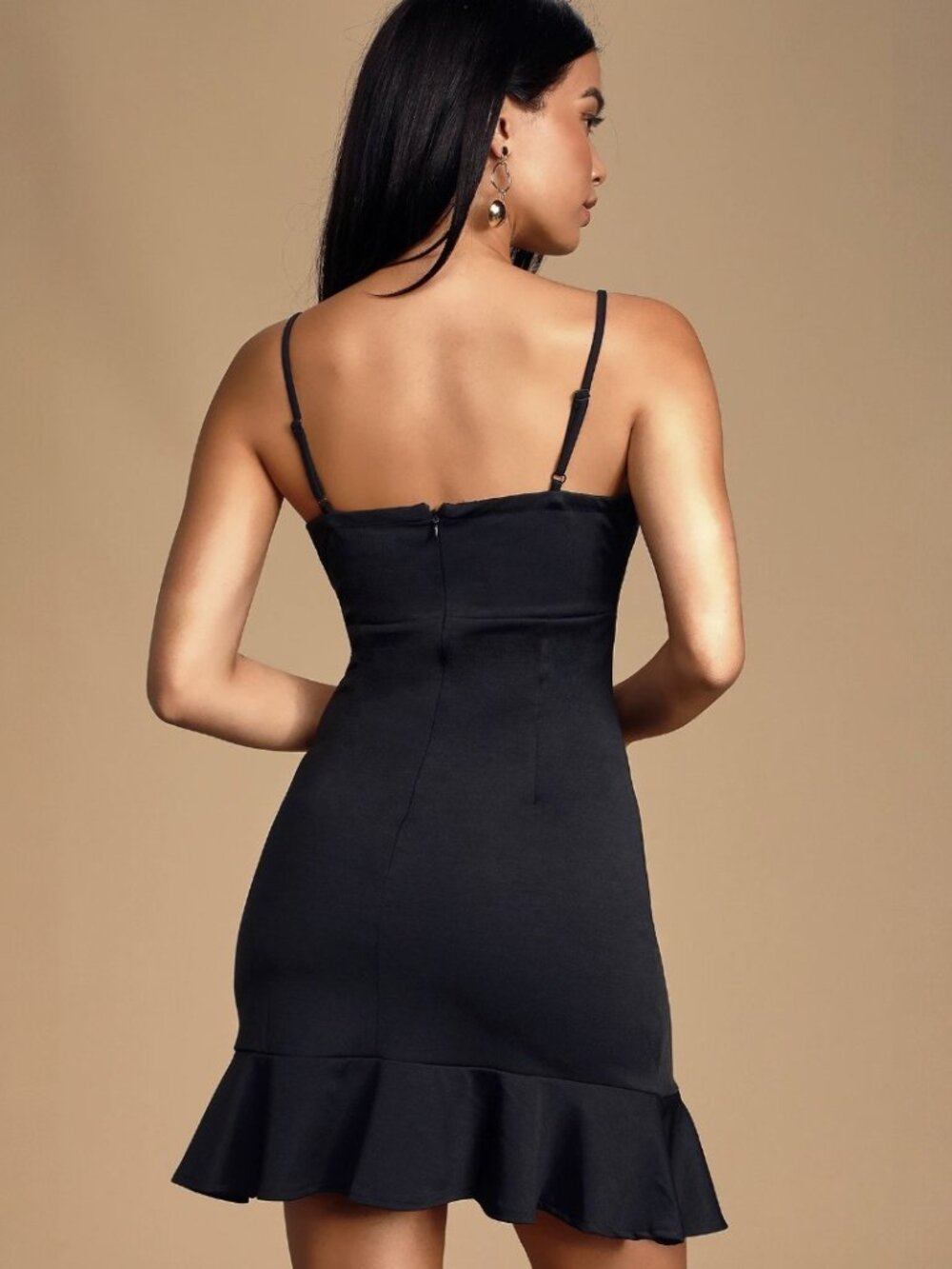Lulus Heart Eyes Black Ruffled Bodycon Mini Dress NWT - Picture 3 of 9